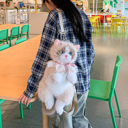 仿真布偶猫背包小猫咪包包玩偶毛绒玩具双肩包可爱小包包生日礼物