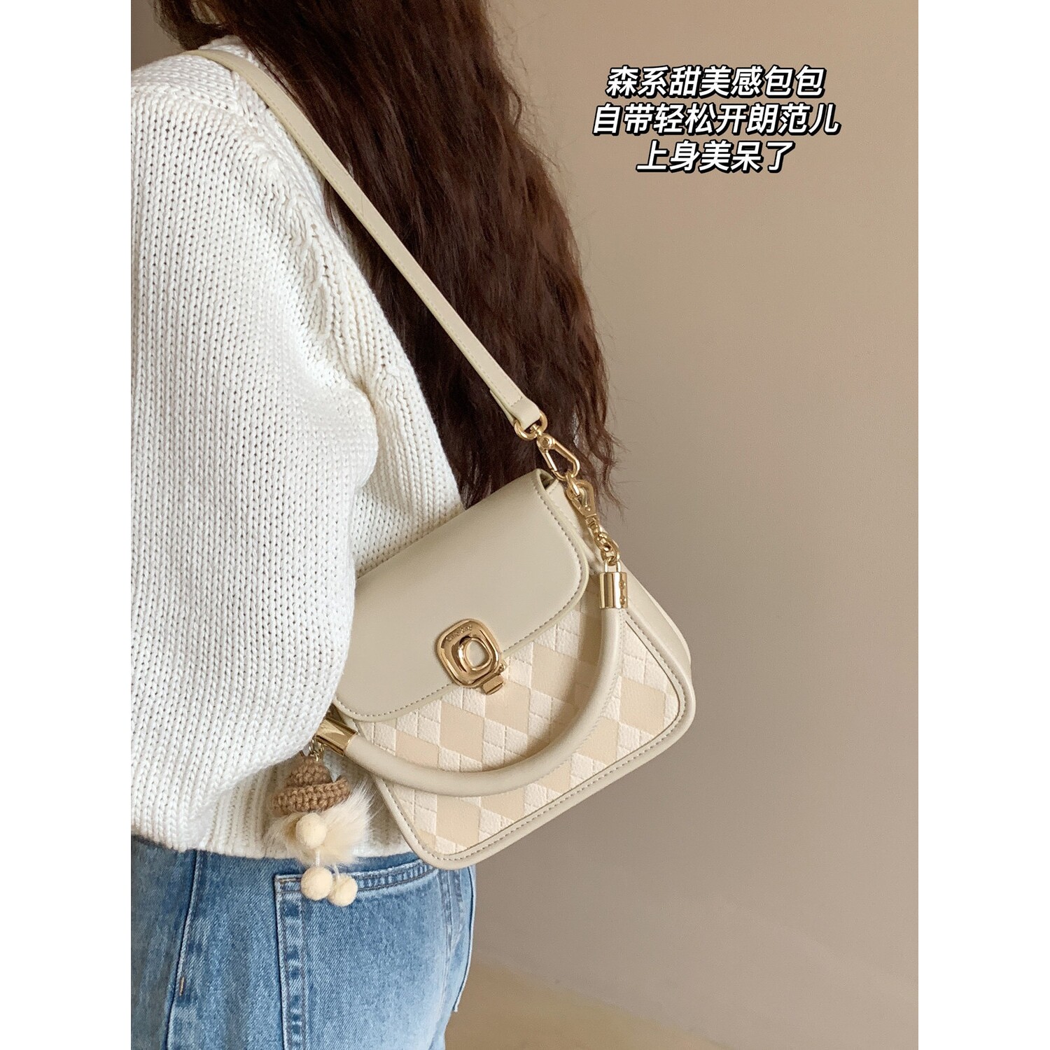 2025新款韩系高级感清甜时光小方包气质小清新ins风单肩斜挎包女