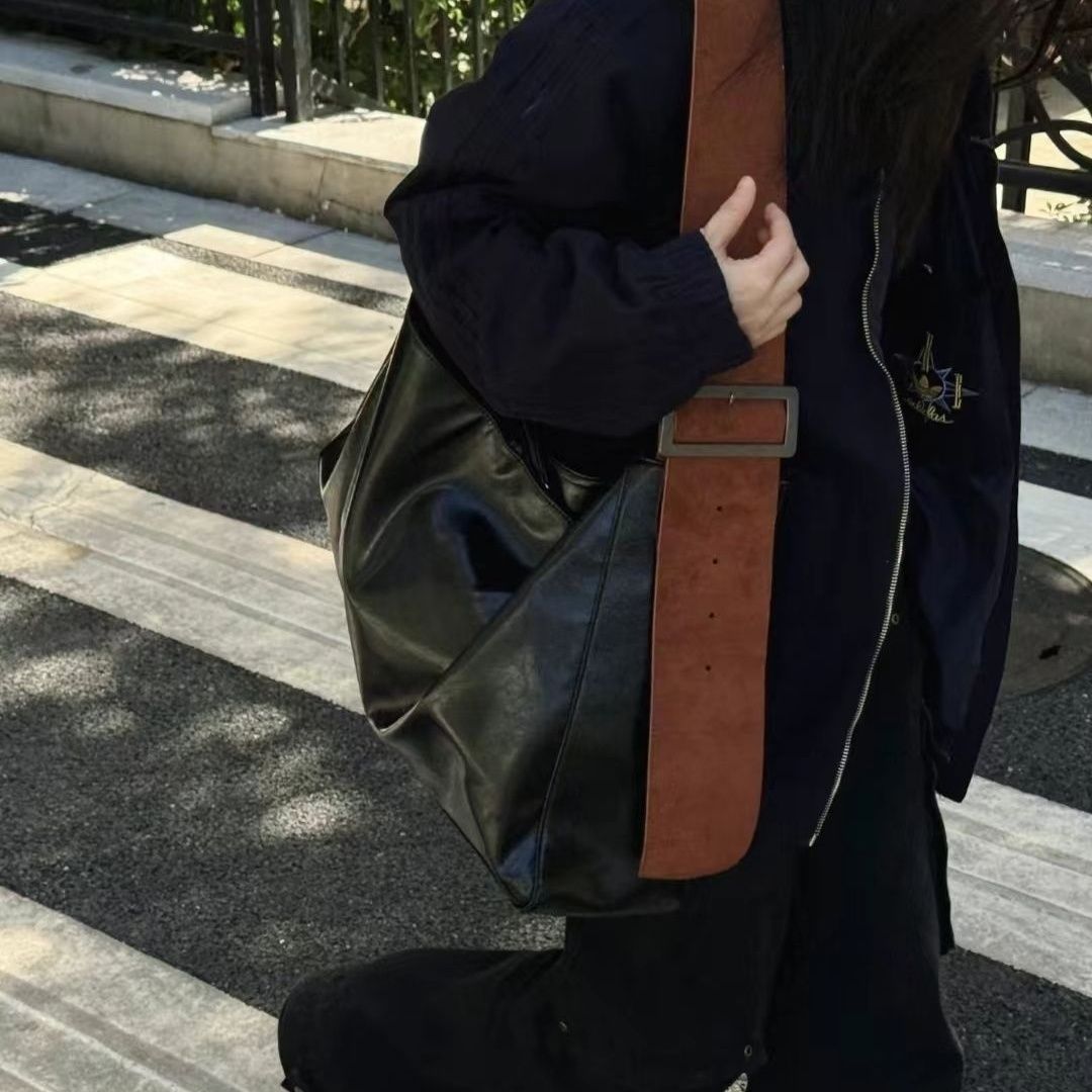 复古油蜡皮大容量托特包包女韩系高级感单肩包休闲百搭通勤手提包
