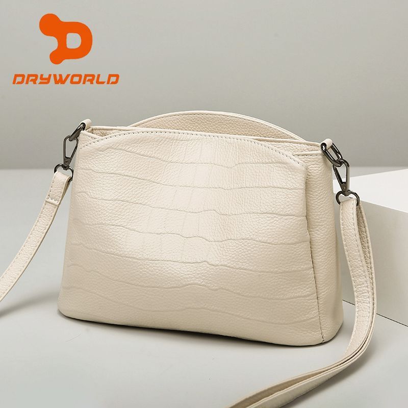 【DRYWORLD】头层牛皮斜挎包女2026新款时尚多层真皮小包鳄鱼纹单