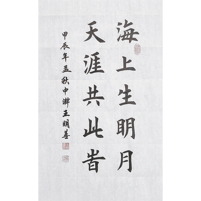 海上生明月天涯共此时书法作品手写真迹田楷欧楷书法定制软笔挂画