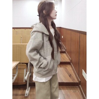 美式覆古韩系连帽卫衣外