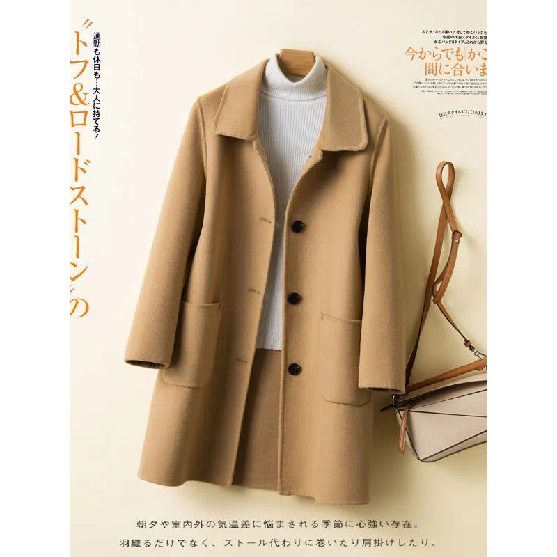 反季大衣女中长款冬新款韩系双面毛呢外套