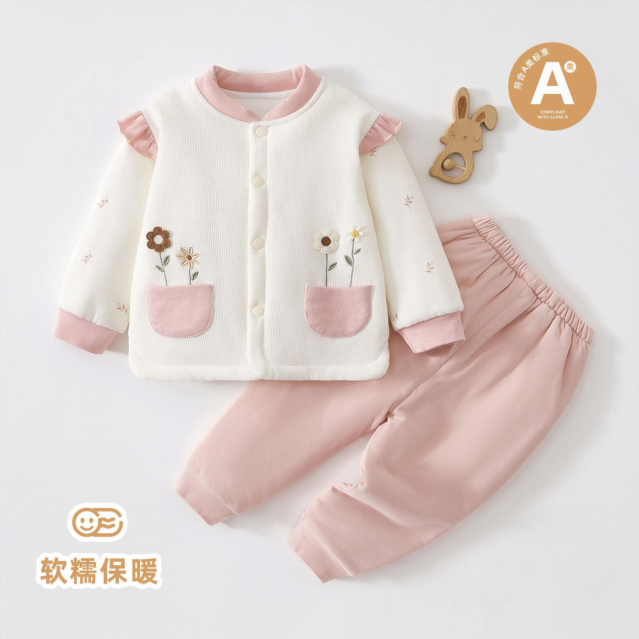 10月龄宝宝衣服2025秋冬新款婴幼儿冬装80克夹薄保暖套装可爱外出