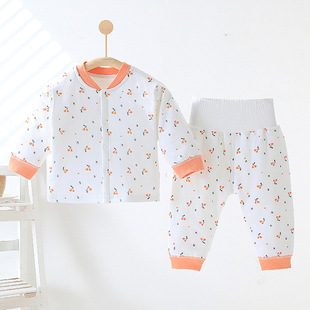 6个月宝宝衣服冬季无骨a类40g薄棉分体套装婴儿秋冬睡衣两件套七