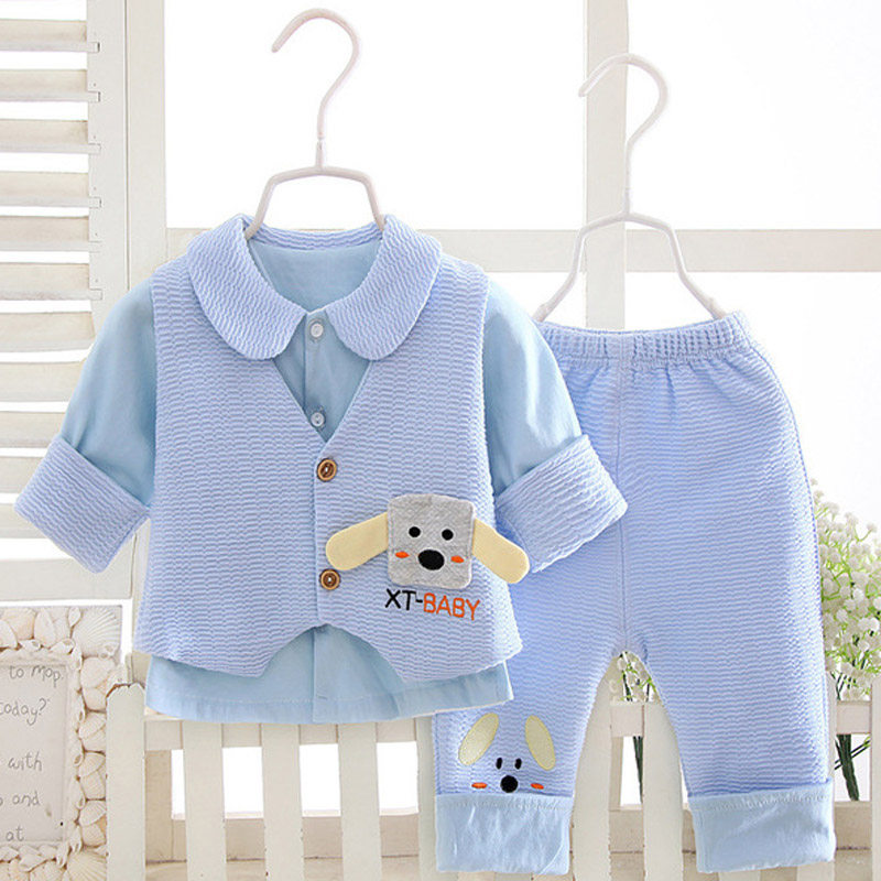 女婴外穿双层衣服春秋婴儿分体套装春装三四个月宝宝春季两件套五