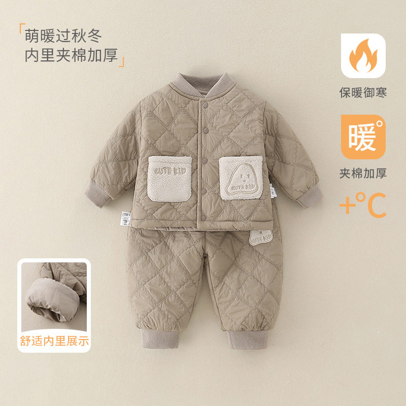 2026新款男童装秋冬新款婴儿冬季保暖衣服男宝宝夹棉加厚棉服套装