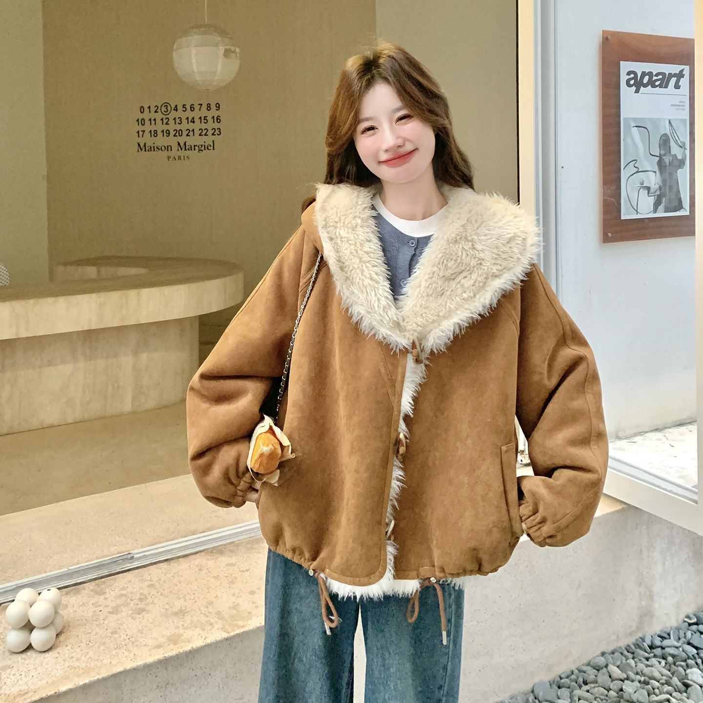 大货数据好2025冬款新款两穿皮毛一体外套211-5879P225控328，女装毛呢外套，浙宝211