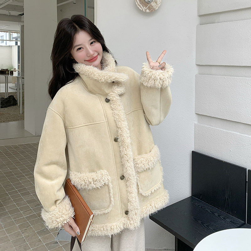 2025冬款新款两面穿皮毛一体211-5860P225控328，女装毛呢外套，浙宝211