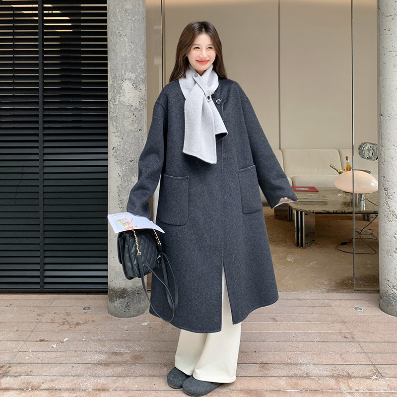 【现货】2025新款围巾款双面呢大衣211-5873P285控398，女装毛呢外套，浙宝211