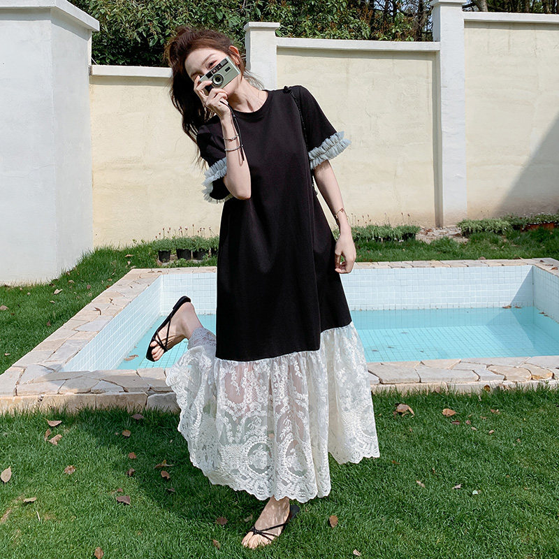 现货夏款新款法式浪漫蕾丝拼接连衣裙211-5810P125控188，女装连衣裙，浙宝211