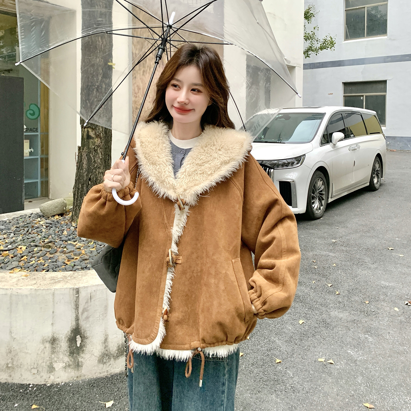 2025冬款新款两穿皮毛一体外套211-5879P225控328,女装毛呢外套,浙宝211