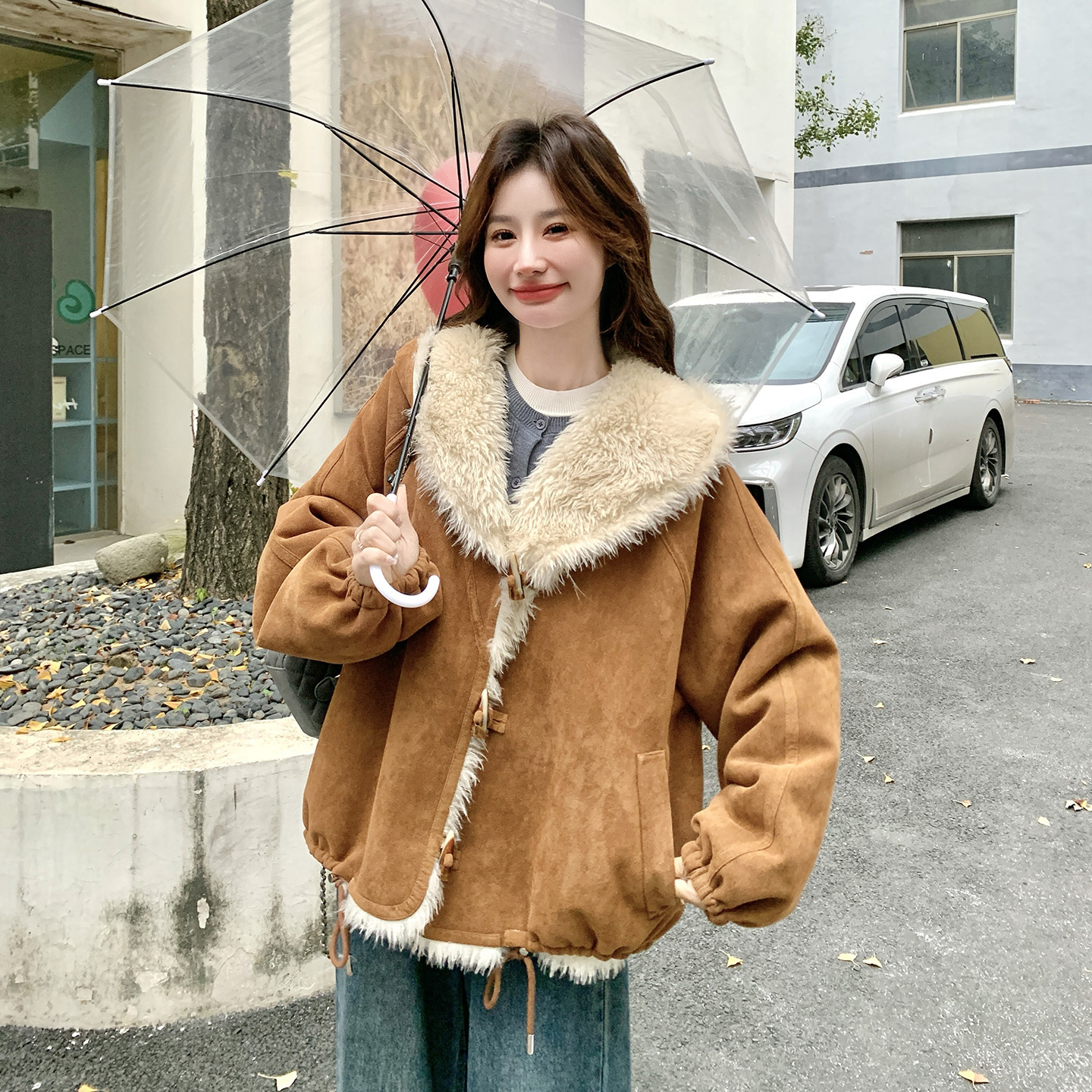 2025冬款新款两穿皮毛一体外套211-5879P225控328，女装毛呢外套，浙宝211