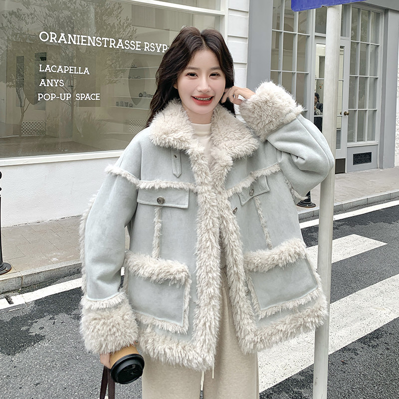 2025冬款新品皮毛一体211-5859p225控328，女装毛呢外套，浙宝211