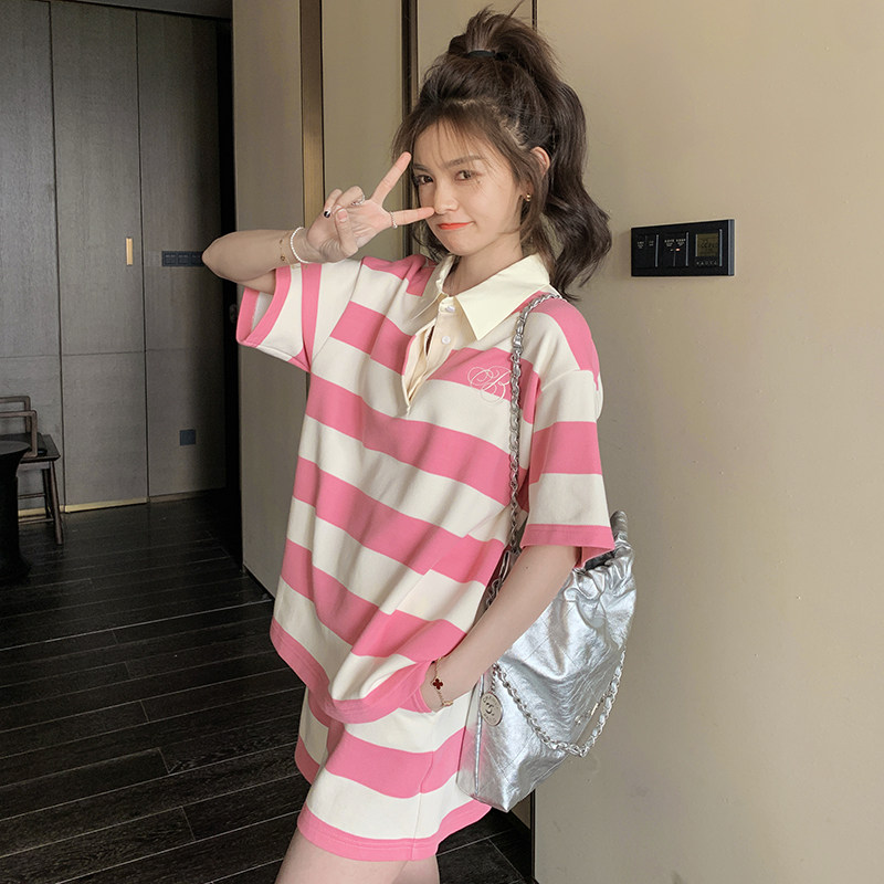 现货2024夏款新款运动休闲甜美条纹套装211-A26-P115控168,女装套装/套裙,浙宝211