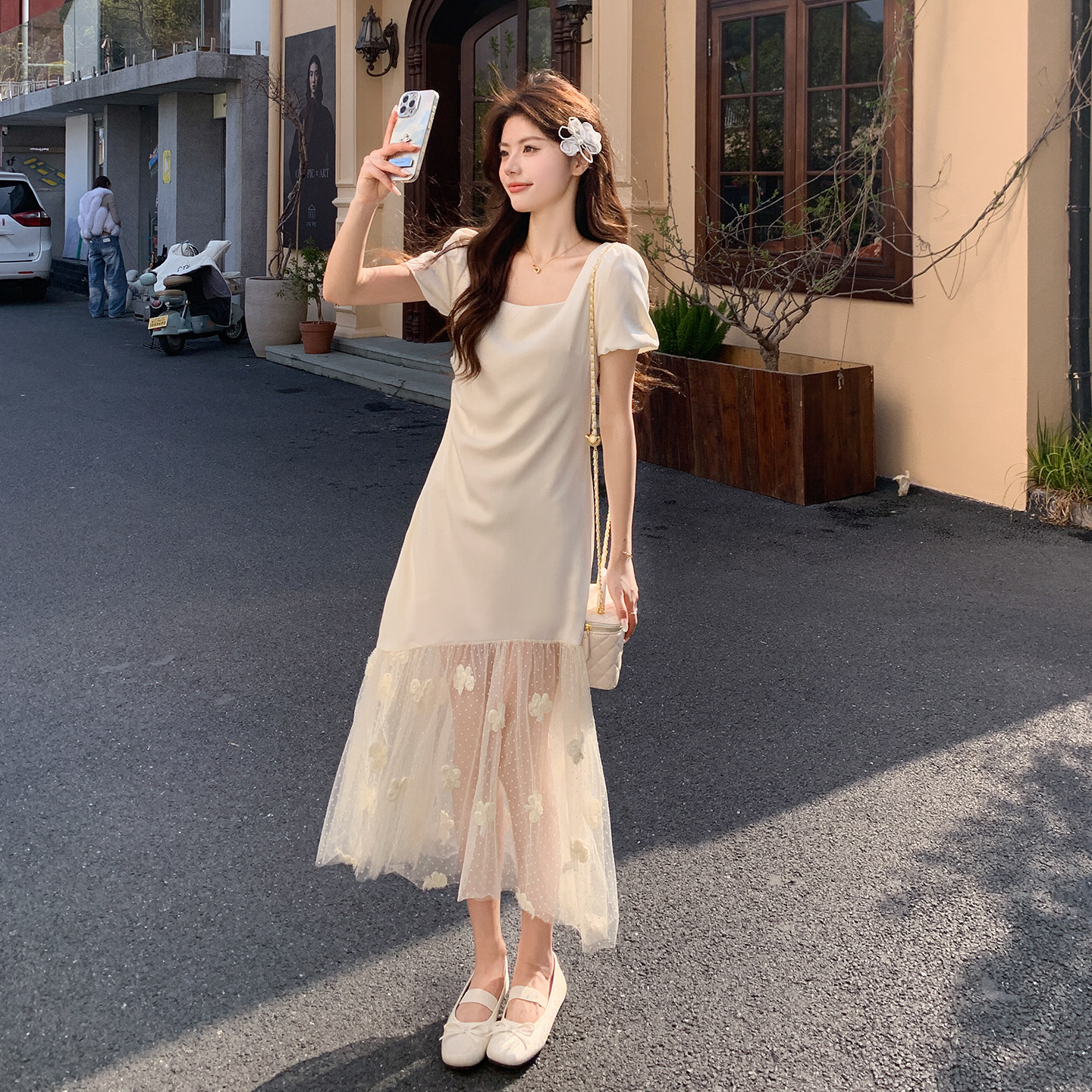 夏款纱拼接连衣裙2C393-9813P145控238,女装连衣裙,浙宝211