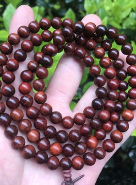 老挝红酸枝木108颗木珠佛珠手链