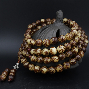 天然菩提根花根108颗手链 虎斑菩提根手串天然男女款原籽打磨文玩