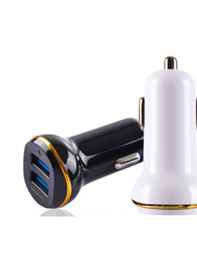 双口usb车充5v2A车载充电器一拖二适用苹果8安卓通用汽车用点烟器