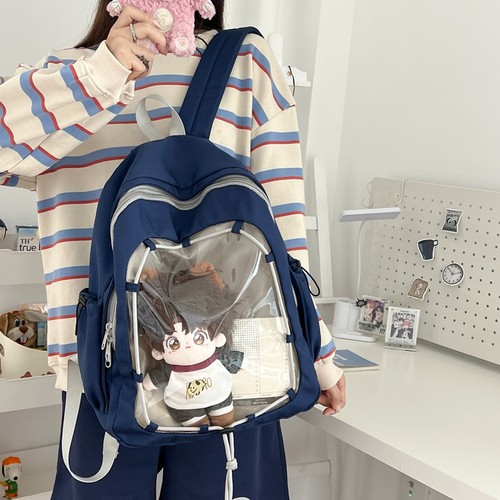 日系透明痛包大容量通勤双肩包潮