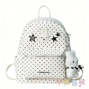 韩版 ins风可爱波点兔子学生双肩包学院风百搭书包大容量通勤背包