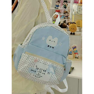 韩系ins新款 独特外出百搭背包上课通勤书包 校园风波点双肩包新款