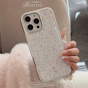 11春日小清新简约 ins粉玫瑰碎花适用苹果16promax手机壳iphone15滴胶13电镀滴胶14韩系小众甜美少女心小众12