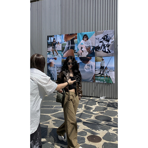 松本可可sbkk 卡其色复古休闲裤女秋季百棉斜纹宽松阔腿轻工装裤
