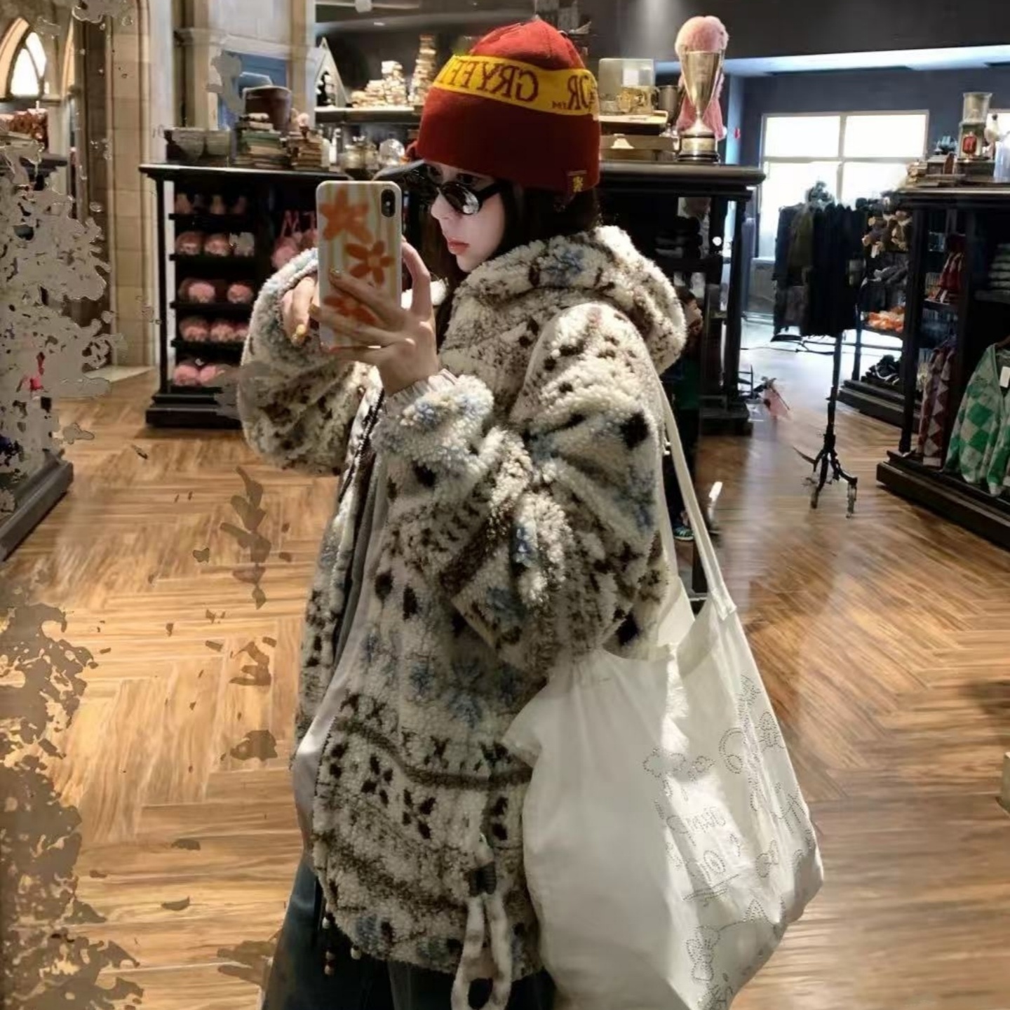 秋冬新款费尔岛复古羊羔毛外套女