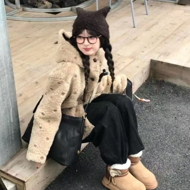 2025冬新款羊羔毛厚外套女短款