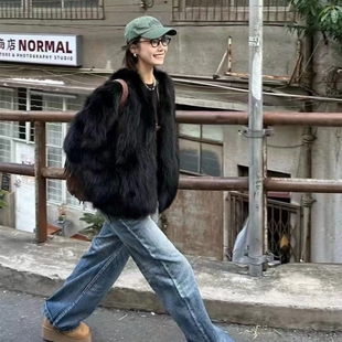 2025年秋冬新款狐狸毛皮草外套女宽松加厚显瘦高级感环保毛毛大衣