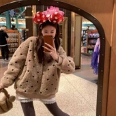 暖冬甜豆毛茸羊羔毛外套女冬新款 皮毛一体宽松加厚甜美毛绒绒上衣