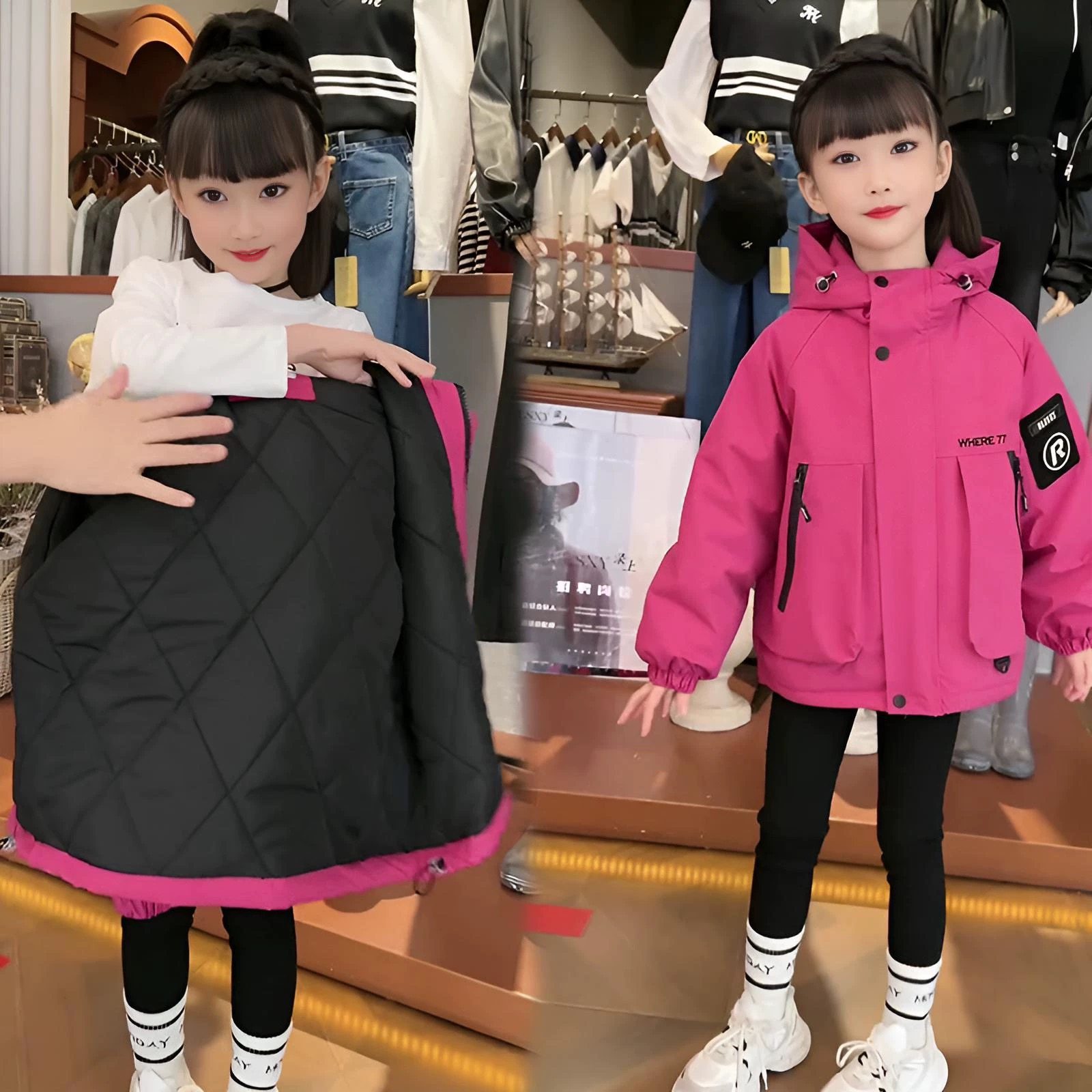 女童冬季加棉外套2025新款儿儿童冲锋衣
