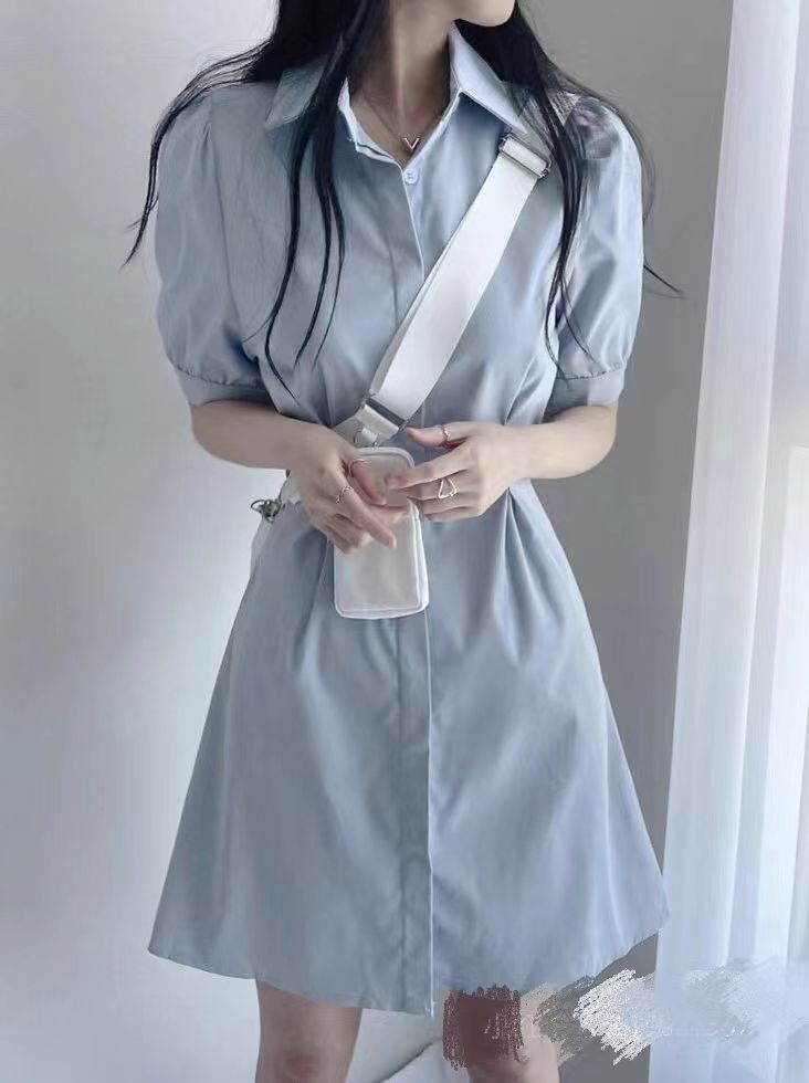蓝色polo领衬衫连衣裙女20连衣裙