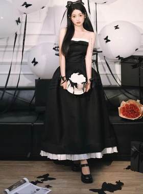 法式赫本风简约少女小黑裙
