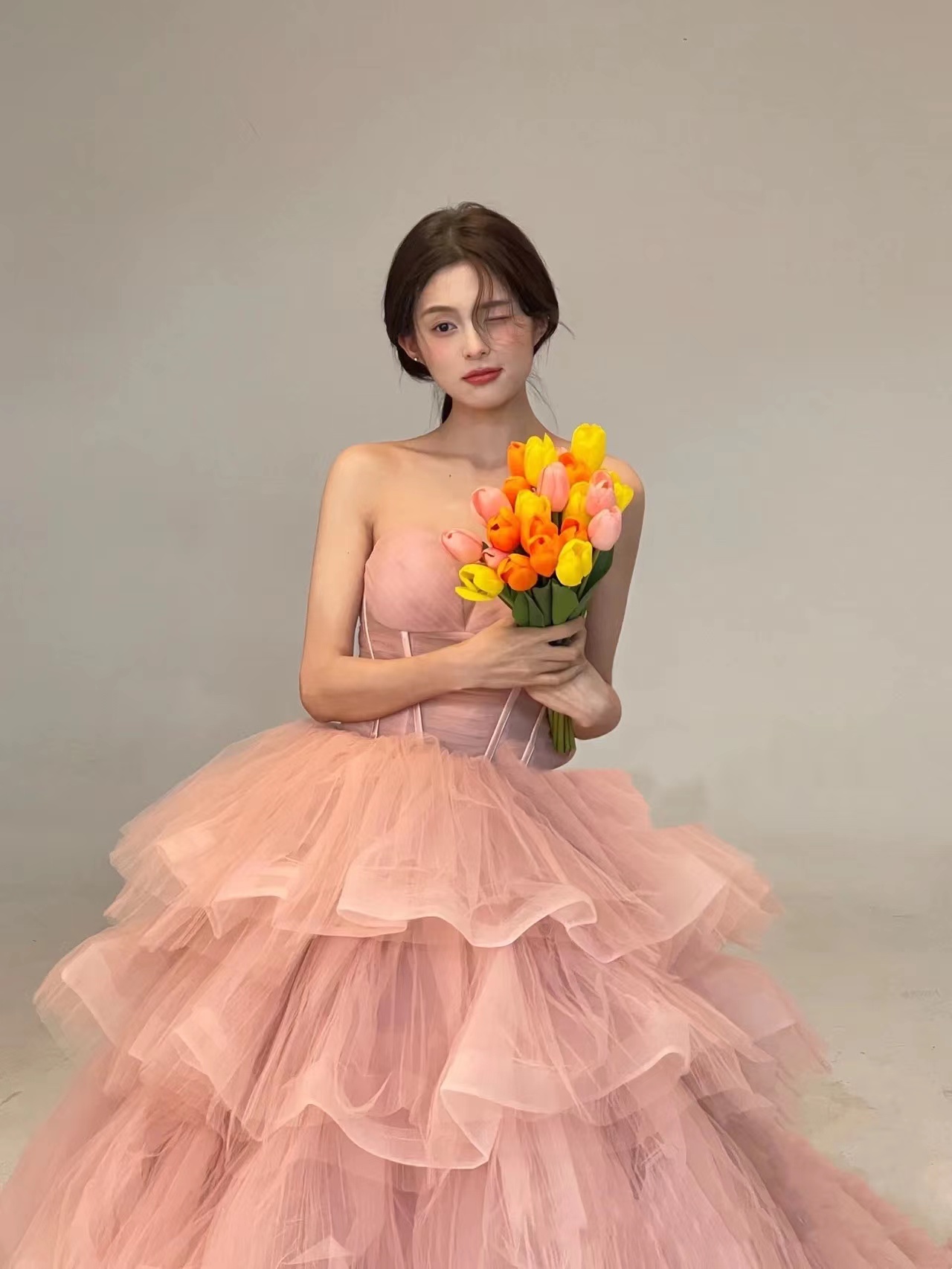 Photography props suitable for photo sessions, clothing, fuchsia tube top, 2023, french style Photography props suitable for photo sessions, clothing, fuchsia tube top, 2023, french style