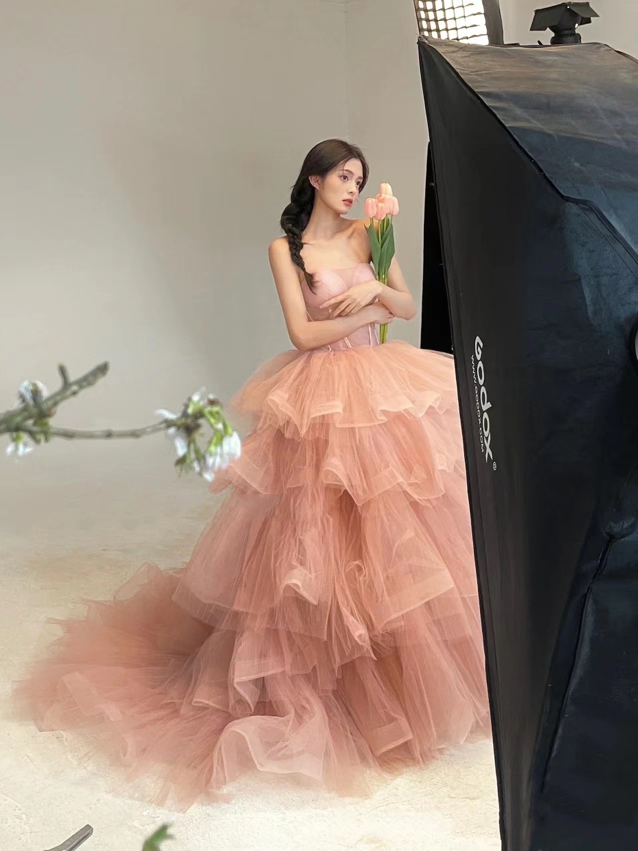 Photography props suitable for photo sessions, clothing, fuchsia tube top, 2023, french style Photography props suitable for photo sessions, clothing, fuchsia tube top, 2023, french style