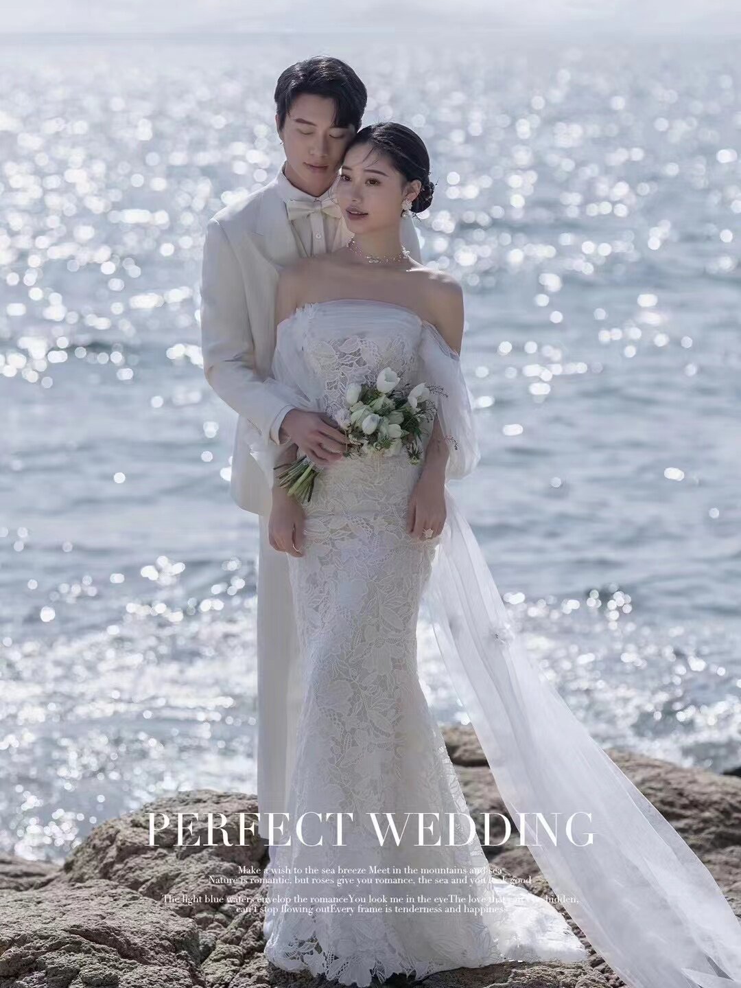 法式抹胸唯美性感鱼尾婚纱图片