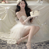 法式 复古婚纱礼服女高级感气质名媛风绝美生日礼服轻奢成人礼抹胸