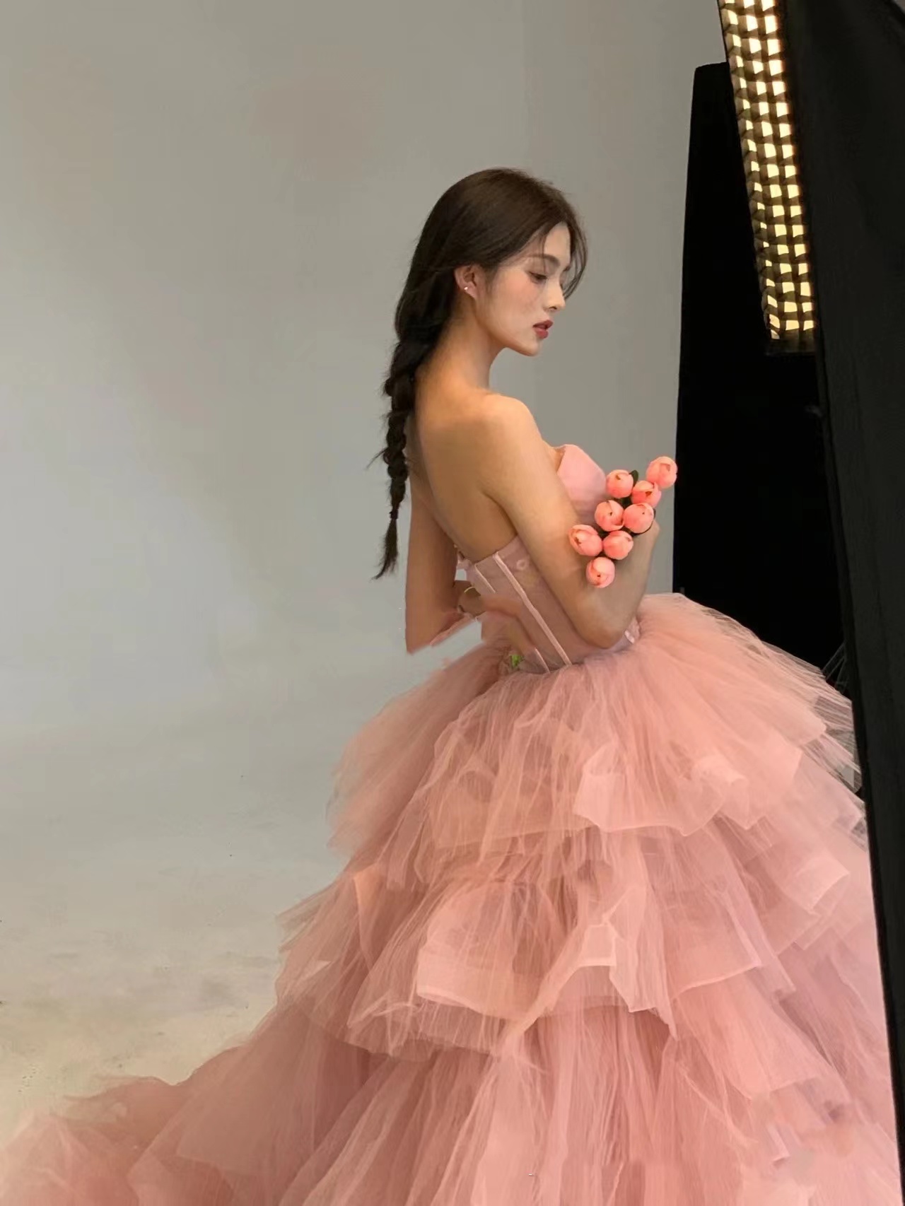 Photography props suitable for photo sessions, clothing, fuchsia tube top, 2023, french style Photography props suitable for photo sessions, clothing, fuchsia tube top, 2023, french style