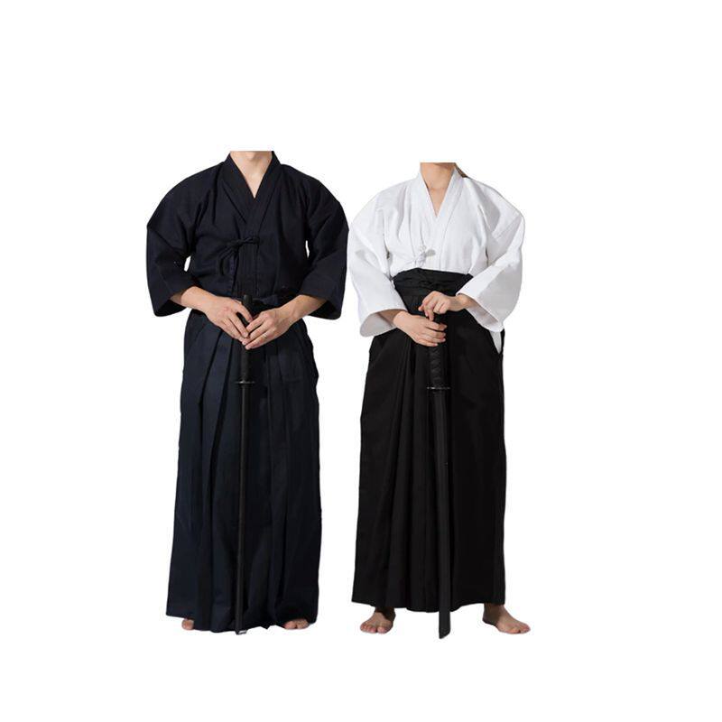 传统训练服剑道服白色黑色深蓝色剑道服剑道裙纯棉面料出口款单件
