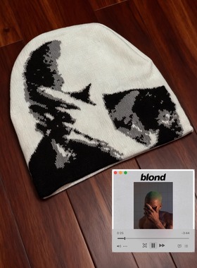 nojob vintage古着「Blonde」Frank法海恶搞专辑封面白色针织帽潮
