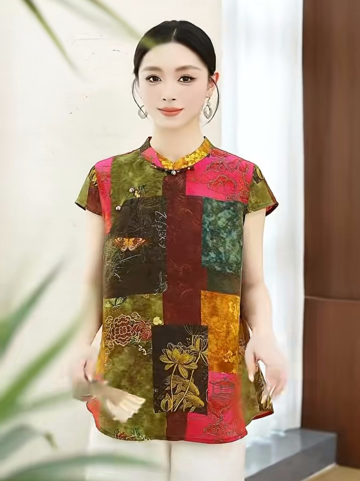 新中式妈妈国风盘扣复古时尚衬衫中老年女装夏季新款改良旗袍上衣