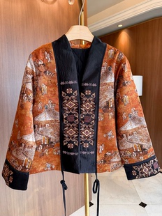 2025秋冬新款 时尚 重工刺绣夹棉轻薄款 上衣高端外套 气质百搭新中式