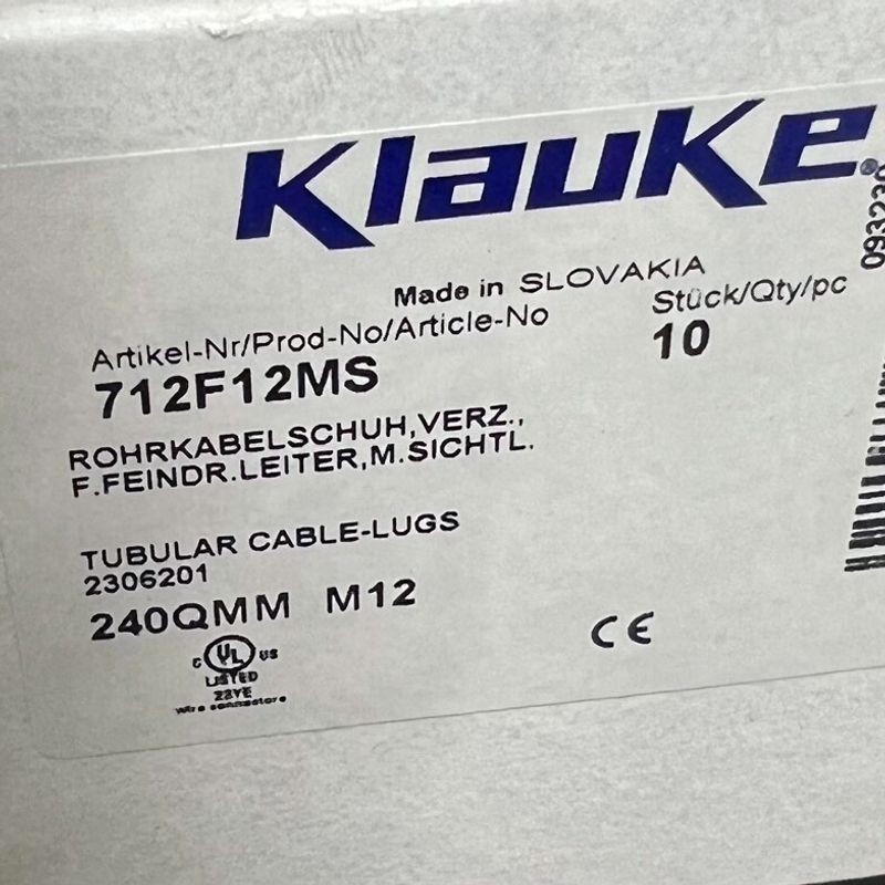 德国柯劳克KLAUKE 712F12MS管状镀锡国标铜鼻24