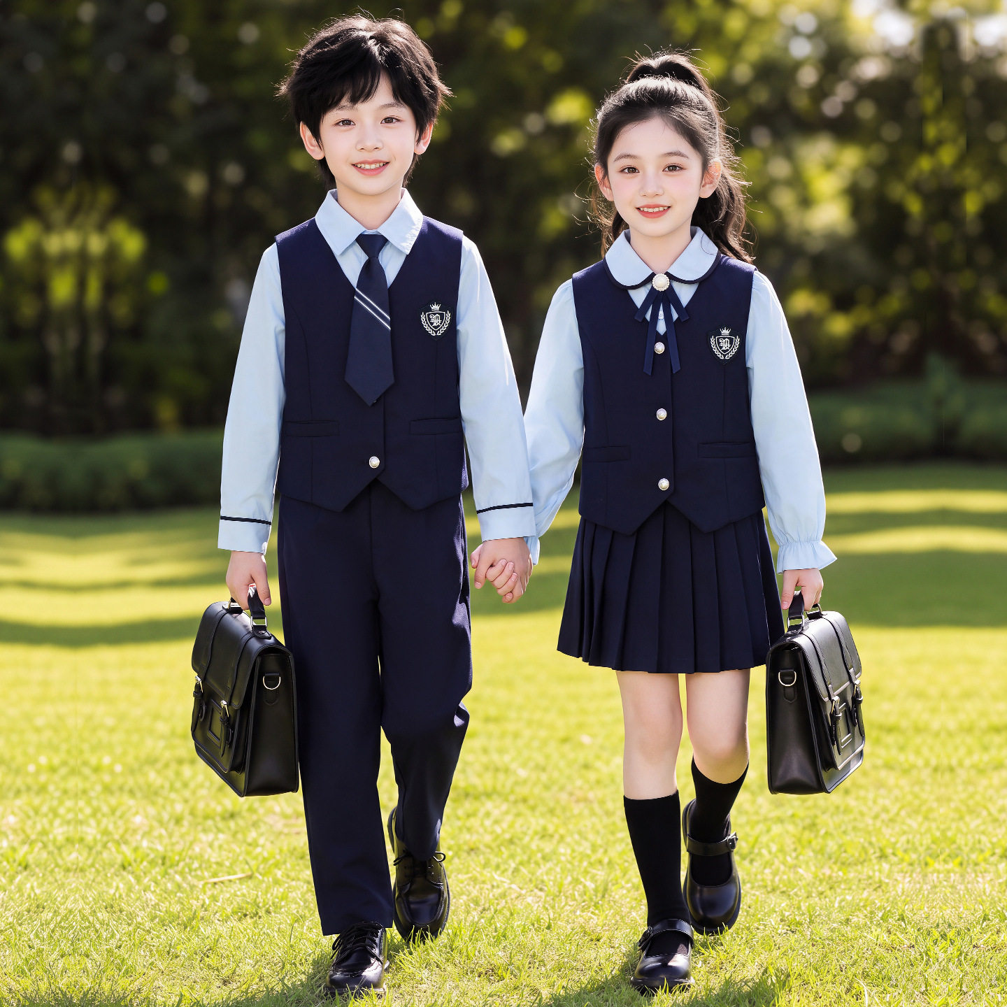 儿童合唱演出服幼儿园班服春秋套装英伦学院风小学生诗朗诵表演服