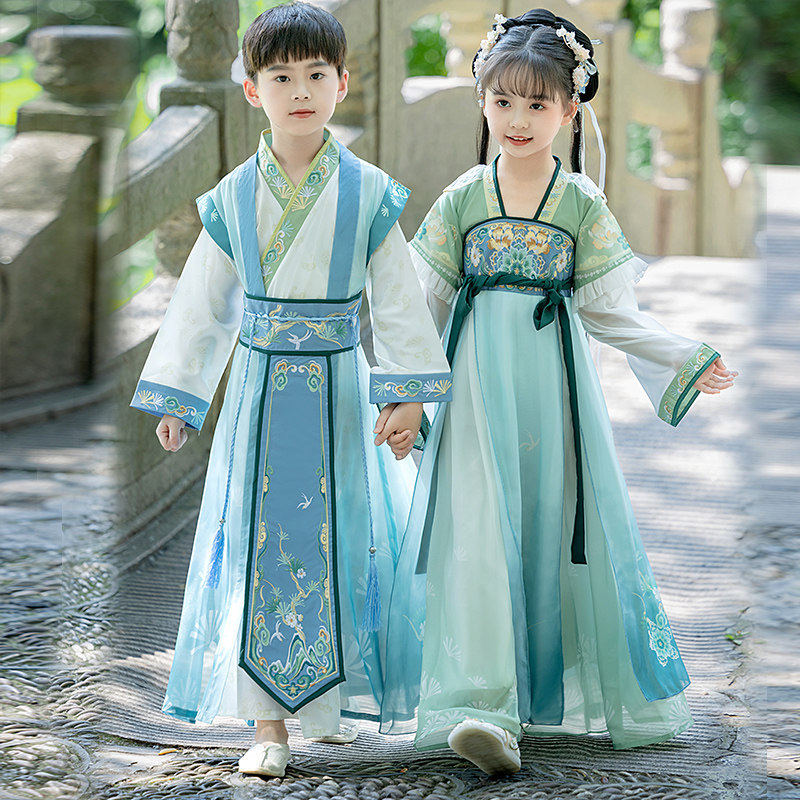 汉服男童女童2026春秋新款儿童古装国学服书童小学生幼儿园表演服