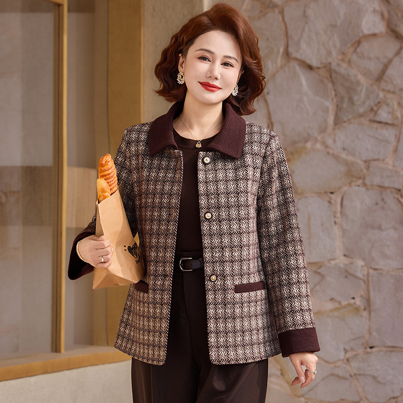 秋冬中老年女洋气保暖毛呢外套