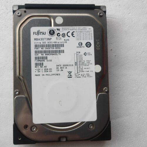 富士通 Fujitsu MBA3073NP 73G 15000转 U320 68针SCSI硬盘 15K