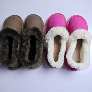 冬加厚加绒男女皮毛一体羊毛真皮包头拖鞋 防滑半包室内家居棉拖